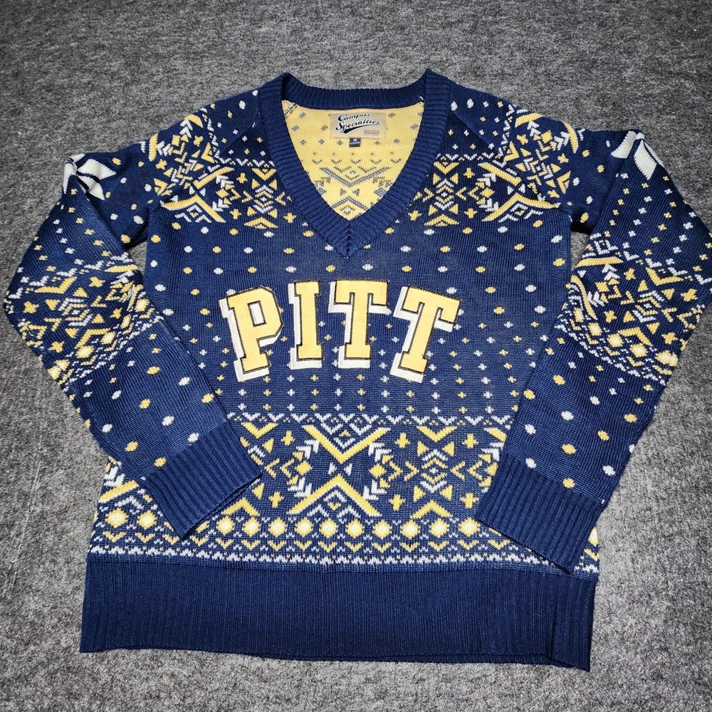 Campus Specialties Pitt University Fair Isle Christmas Sweater Medium Womens
